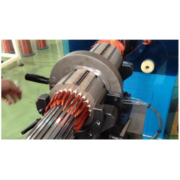 Deep water pump motor stator coil and wedge winding inserter