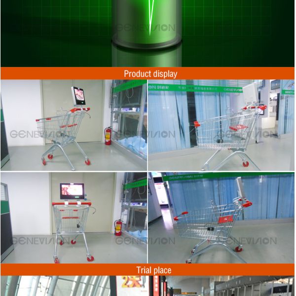 Dc Powered Tft Wall Mount LCD Display , Lcd Advertising Player Super Market Trolley
