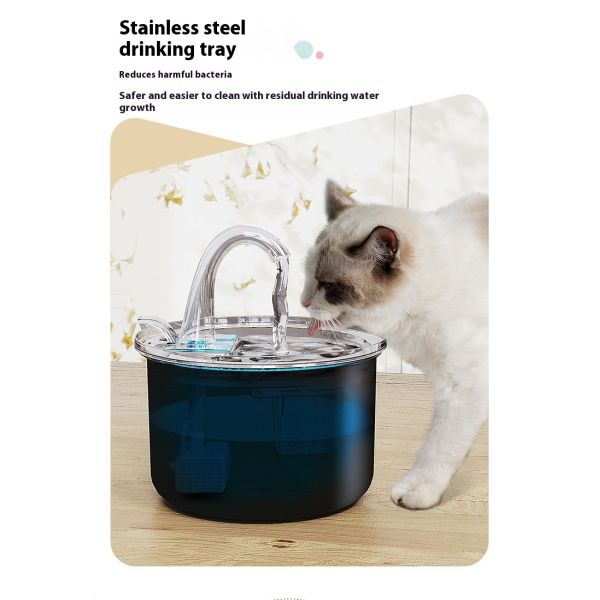 Intelligent Induction Cat Dog Water Dispenser Automatic Circulation Filter 2.2L Stainless Steel Pet Bowl Feeder Charge Power