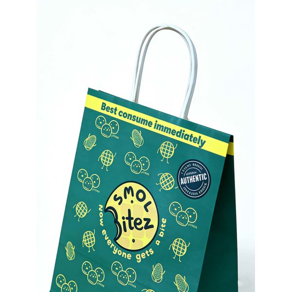 Custom Recyclable Disposable Kraft Paper Twisted Handle Bag Printing for Shopping Bakery