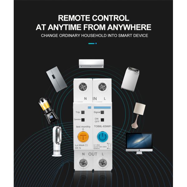 Intelligent WIFI Circuit Breaker with 2Poles 63A