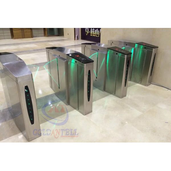 Double Core Fingerprint Biometric Turnstile Gate , Fast Pass Flap Barrier Turnstile With Software