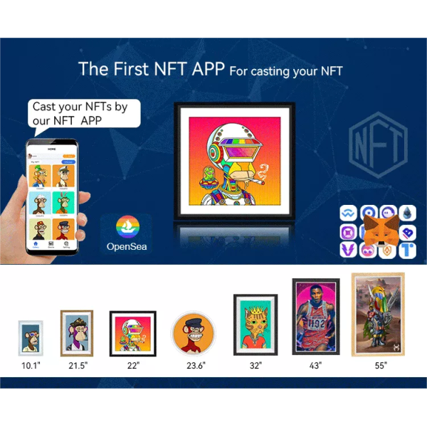 23.6" NFT LCD Display Round Screen Android 11.0 Crypto Art Digital Wall Picture Frame Large