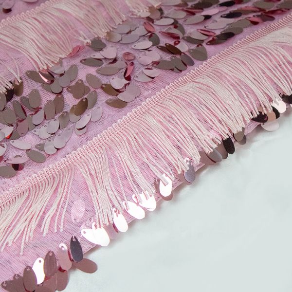 New Style Wholesale Iridescent Large Tassel Lace Geometric Shiny Sequins Embroidery Fabrics For Garment Upholstery Fabric