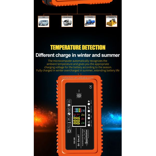 Digital Display 12v 24v 10a High Power Intelligent Battery Charger for Car and Motorcycle Battery Maintenance