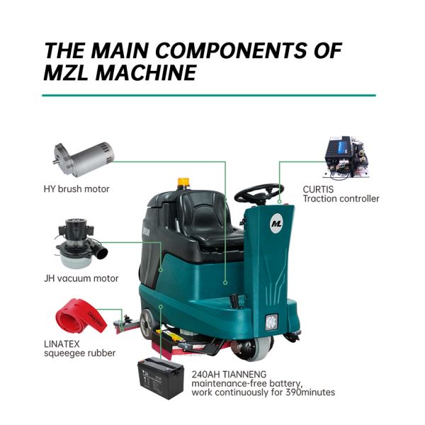 Commercial Battery Ride On Floor Scrubber 110L Solution/Recovery Tanks 860mm Dual Brush