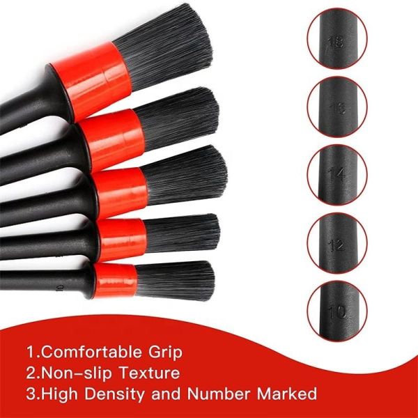 Interior Boar Hair Car Detailing Brush Set For Engine Cleaning