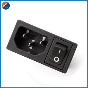 China R14-B-1EB1 3P IEC 320 Plug Connector C14 Inlet Male AC Power Socket With ON OFF Rocker Switch on sale