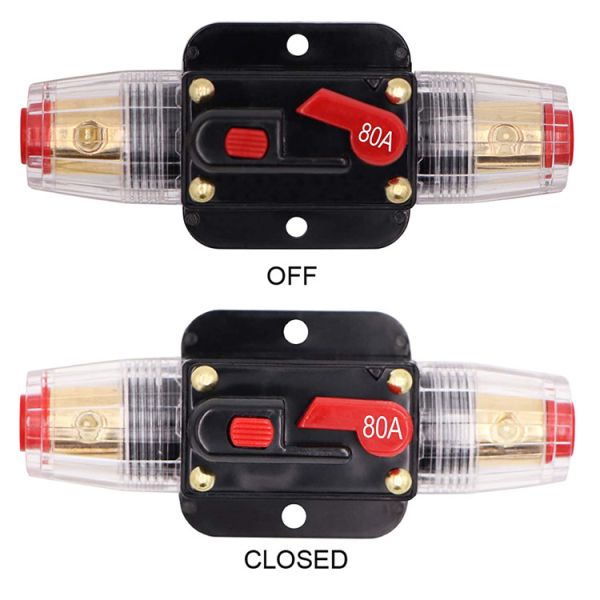 Switchable Automotive Circuit Breakers IP67 Manual Reset Switch 80A Circuit
