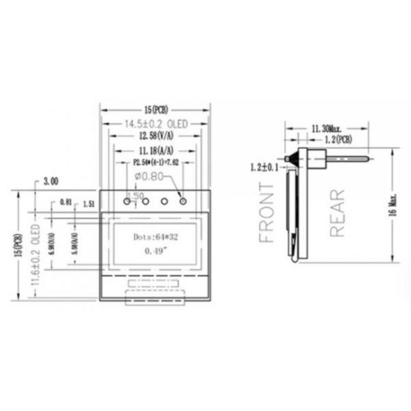 0.49 Inch Graphic OLED Display With SSD1315 Support and I2C Interface for Clear Monochrome Graphics