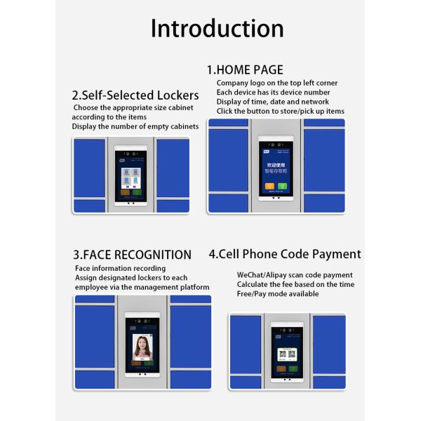 Smart Storage Locker Touch Screen Electronic Luggage Locker Intelligent Parcel Delivery Kiosk Steel Cabinet OEM