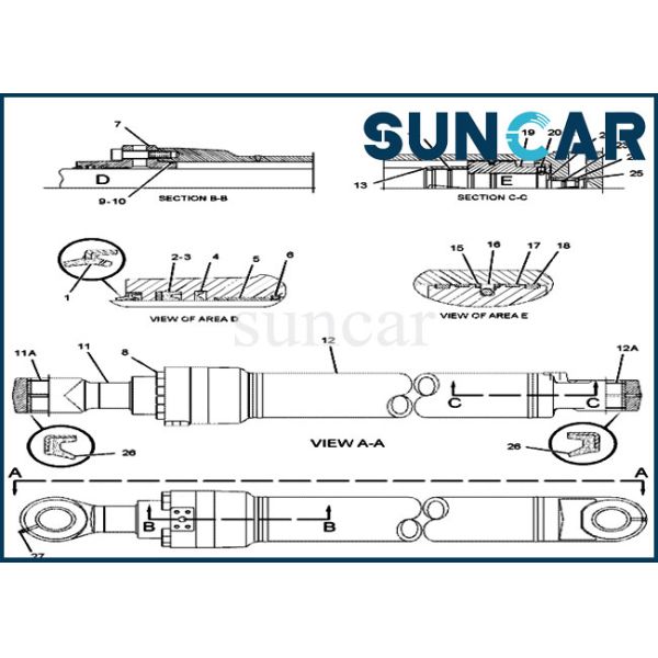247-8974 Boom Hydraulic Repair Seal Kit Excavator Sealing Kit For C.A.T 324D 324D L