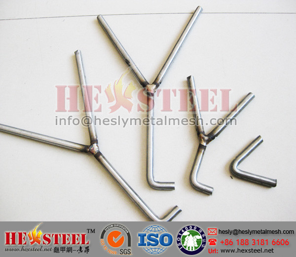 410S Flat Plat Corner Anchors, Vee Anchor for refractory linings, 14gauge