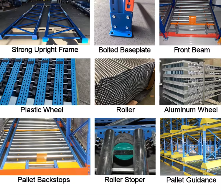 High Density Live Pallet Flow Racking System With Brake / Speed Regulating Rollers