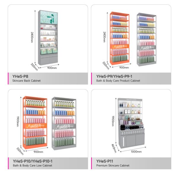 Skincare Store Promotion Display Rack Multi-layer Wooden Beauty Store Stand With Light Strips For Cosmetic Shop Decoration