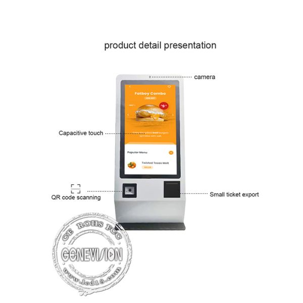 24 Inch Desktop Self Service POS Kiosk 350cd/m2 With Barcode Scanner