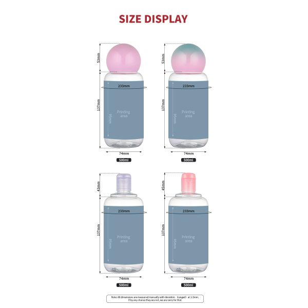 500ml Plastic Shampoo Lotion Bottle With Screw Top Cap Skincare Packaging