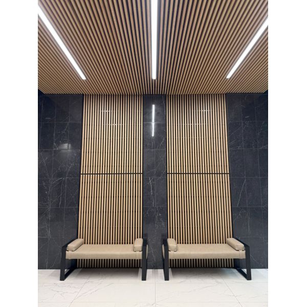 Seamless Ceiling Tile High Absorption Timber Grooved Acoustic Panels Soundproofing Board