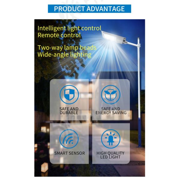 300W Solar LED Outdoor Lamp Integrated Street Lights Waterproof With Motion Sensor