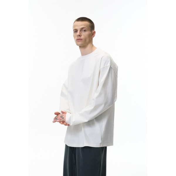 Customized Oversized Sporty Sorona Stretch Long-sleeved Solid T-shirt Spring Summer 2026 American Street Style 260G Heavyweight