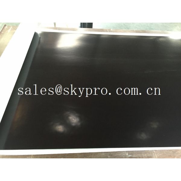Electrically conductive rubber sheeting roll with low electrical volume resitivity