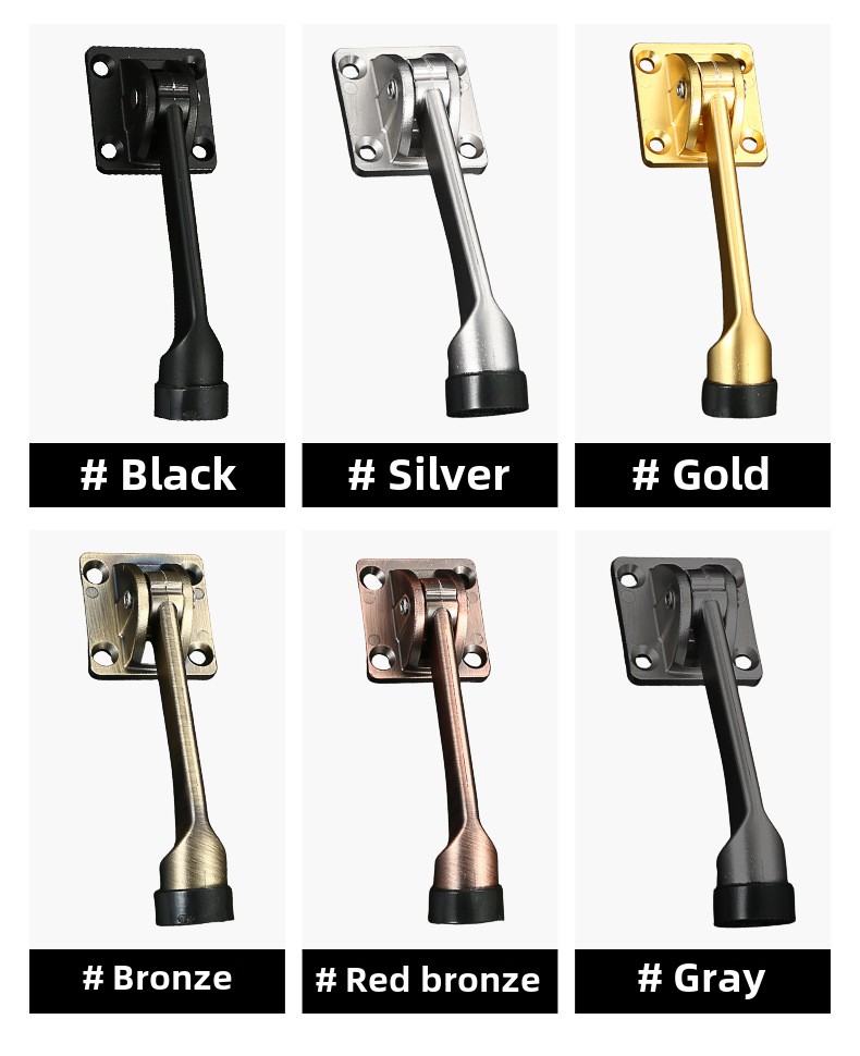 Modern No-Drill Movable Square Door Stopper Easy Installation Anti-Collision Device Stainless Steel Zinc Alloy for Bedroom