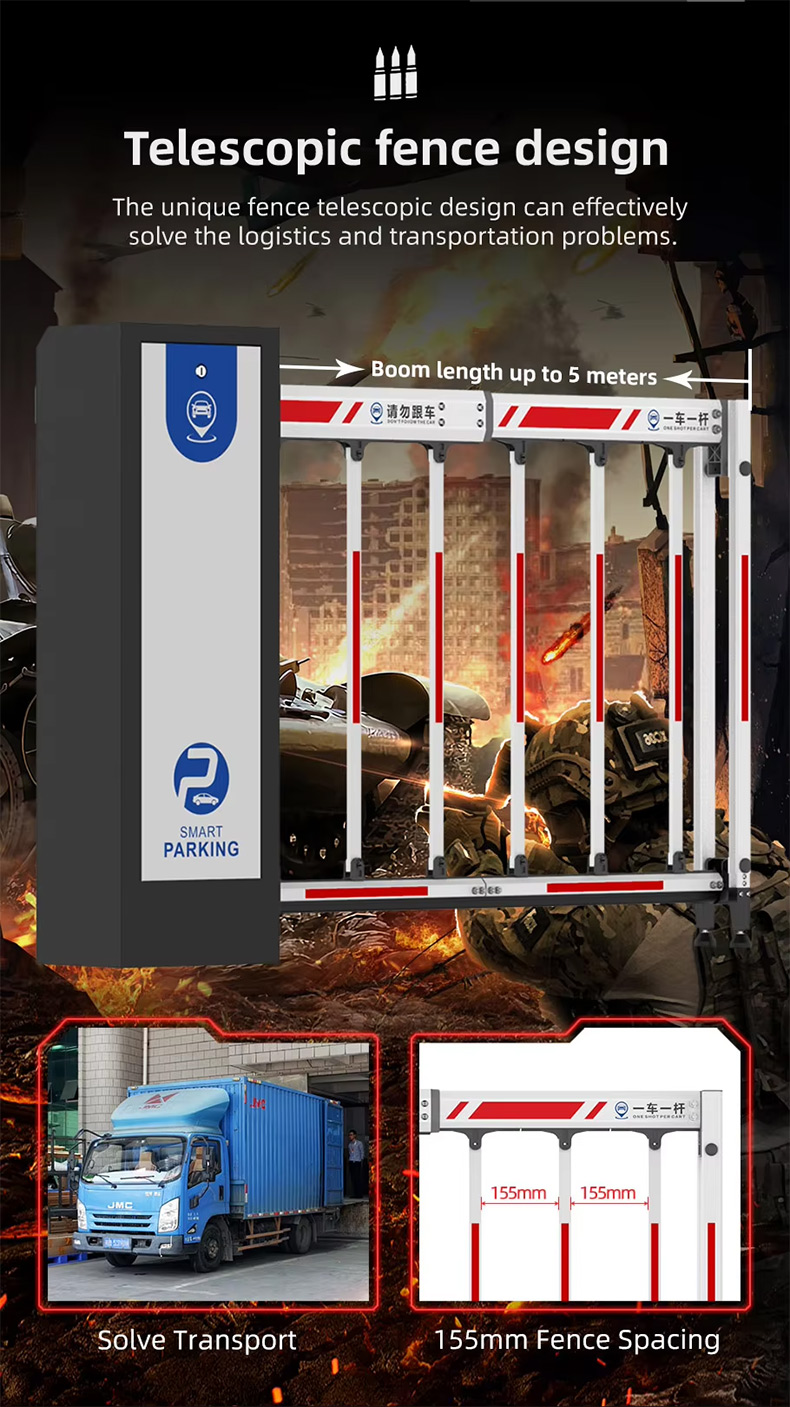 Smart Automatic Boom Barrier Gate with 24V Brushless DC Motor for Office Building Parking Management System