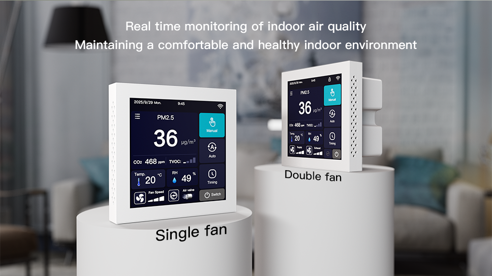 4 Inch Smart Ventilation Controller with Real Time Monitoring Three Speed Fan WiFi Connectivity