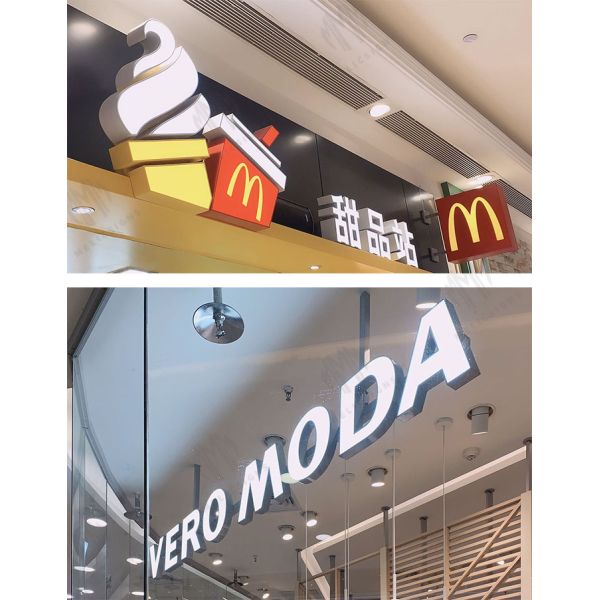 Frontlit 3D Shop Signs Brushed Aluminium Trim Cap For Decoration