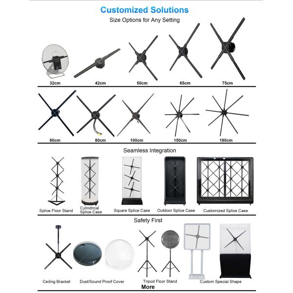 Step Into the Future With 3D Holographic LED Fan 3D Hologram 100cm Hologram Projector Advertising Display Fan Equipment