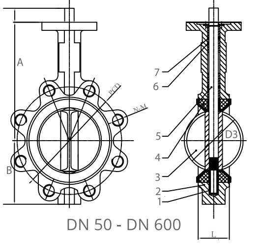 Lug End Class 125 Wafer API609 Cast Steel Butterfly Valve For HAVC