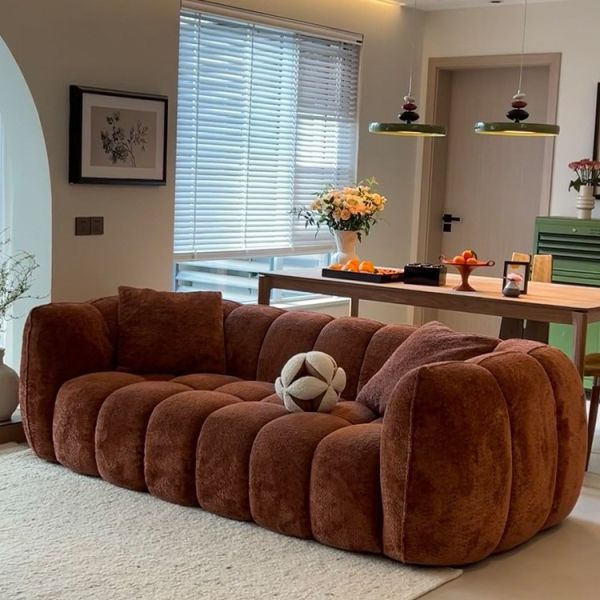 Custom Retro Straight Comfortable Sponge Corner Modular Sofa Living Room Cloud Couch Compressed Sofa for Villa Apartment