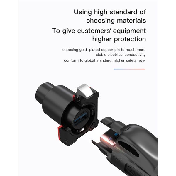 Factory M24 Round USB Connector Plastic Waterproof Panel Mount USB Connector