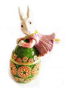 Wholesale Easter Bunny Trinket Pill Box Rabbit Hinged Trinket Jewelry Box Bejeweled Ring Holder Rabbit Trinket Jewelry Box from china suppliers