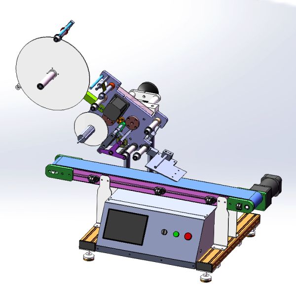 Glass Plastic Bottle Flat Desktop Labeler Machine Applicator SUS304 Semi Auto labeling machine