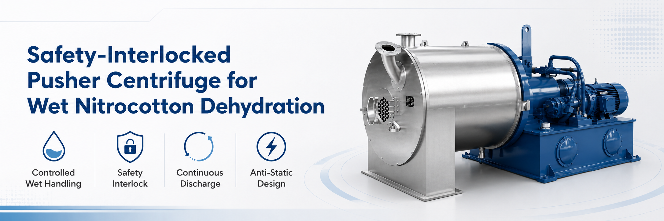 Safety-Interlocked Pusher Centrifuge for Wet Nitrocotton Dehydration