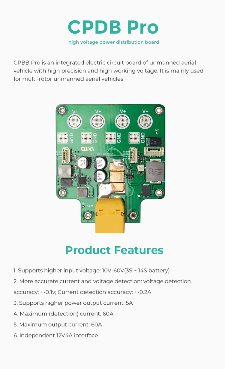 CUAV Wholesale Custom CPDB Pro Power Distribution Board Output Current 5A Input 10V To 60V Two Cords
