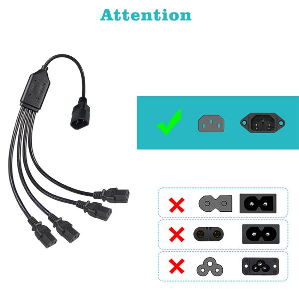Black Reel Angle Connector H05vv F Plug Iec C13 Iecc14 Male To Female Y Splitter Cable Power Extension Cord