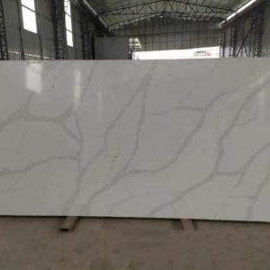 China Fish Belly White Artificial Quartz Stone With Flat / Eased Edge on sale