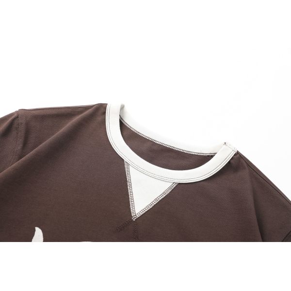 Vintage Knitted Retro Two Piece Heavyweight Solid Breathable O-Neck T-Shirt Men's Short Sleeved Summer Regular Fit 100% Cotton