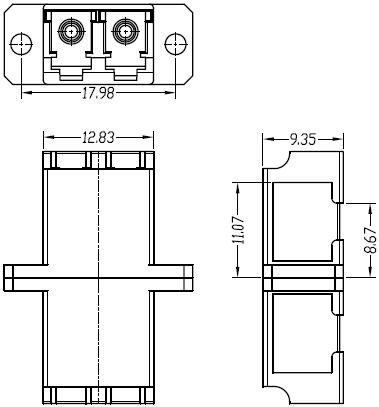 OM4 Optical Fiber Adapter LC PC To LC PC Duplex 50 / 125μm With Full Flange Magenta Plastic Material