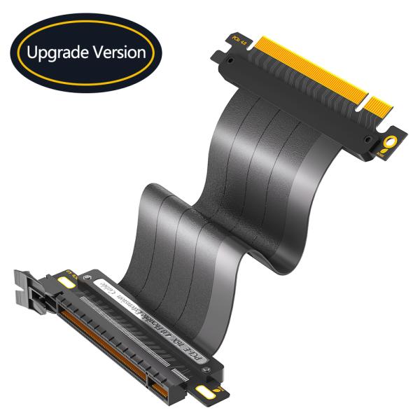 PCIE 4.0 Extension Cable, Black 16x Shielded High Speed GPU Riser Cable with PCI Express Port for GPU Extension Card, Length 30cm(180 Degree )