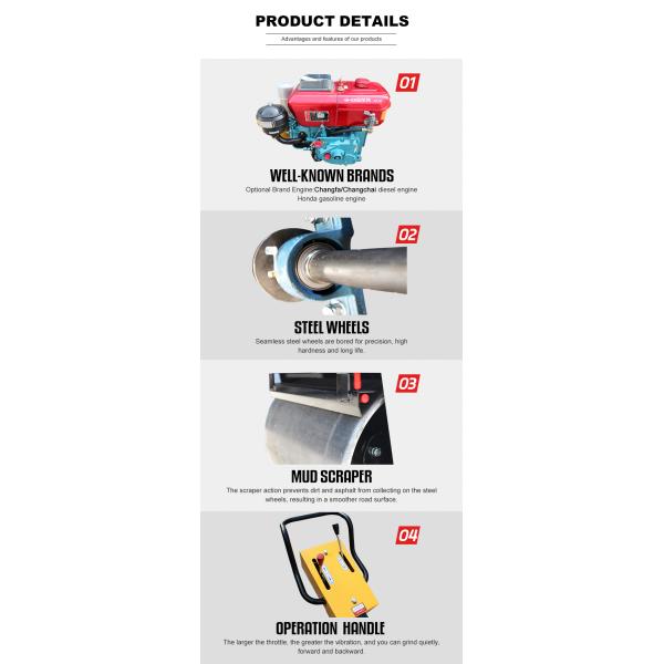 Mini Walk Behind Vibratory Road Roller Construction Road Machinery Double Drum Rollers for Sale