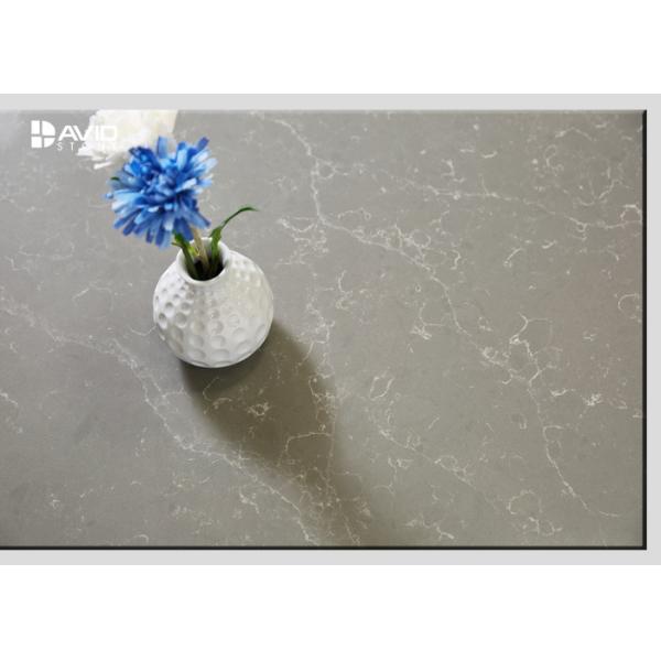 Durability Gray Quartz Slab With White Veins For Making Kitchen Vanity Tops