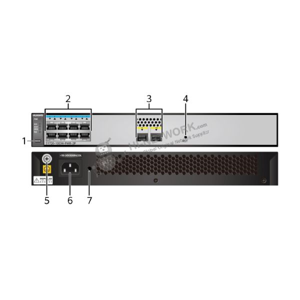 Huawei Network Switch S1720-10GW-PWR-2P-E Bundle (8 Ethernet 10/100/1000 PoE+ ports, 2 Gig SFP, with license, 124W PoE AC 110/220V)