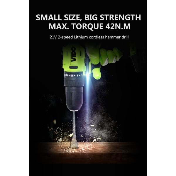 1500/Min 13mm Chuck 42Nm 21V Cordless Impact Drill,This battery can support you to work continuously.
