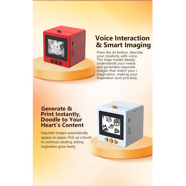 D5 AI Pocket Smart Printer in use with printed output