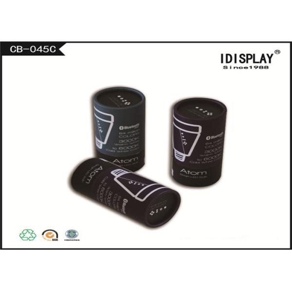 Black Handmade Small Cardboard Gift Boxes , Round Gift Boxes For Bluetooth Devices