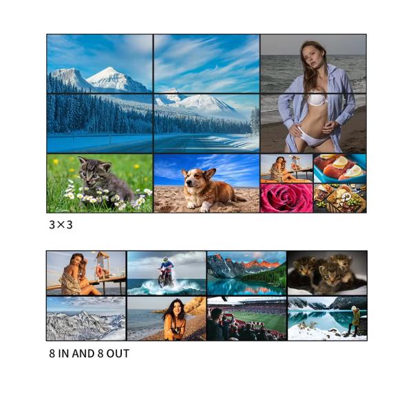 8x9 Seamless 4K60 Video Wall Controller with 8-in 9-out Multi-screen Display and CEC Control