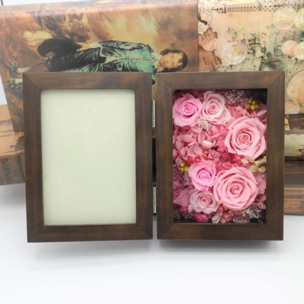 Luxury Gift Walnut Wood Photo Frame Preserved Flower Photo Frame For Lover Home Decoration